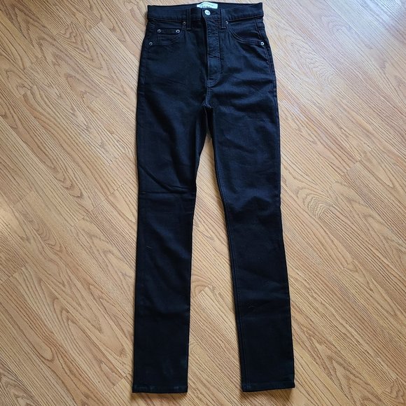 NEW NWOT! REFORMATION ULTRA HIGH SKINNY JEANS black organic cotton denim sz 26 - Picture 2 of 8